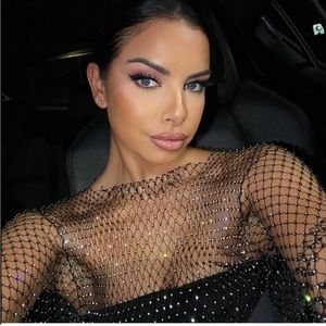 NWT Zara Rhinestone Mesh Shirt